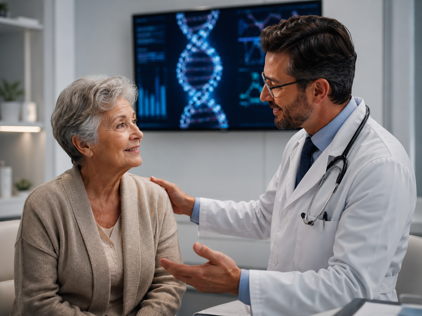 Doctor consultation and DNA display